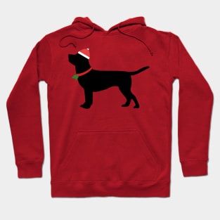 Christmas black labrador with santa hat Hoodie